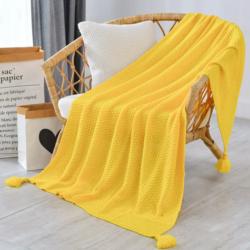 Fringe Knit Sofa Throw