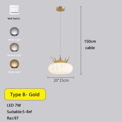 DecorBites™ Gold Crown Pendant Light: Luxe Cloud Hanging Lamp for Children's Bedroom and Living Room