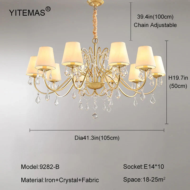 Gold Crystal Shade Chandelier