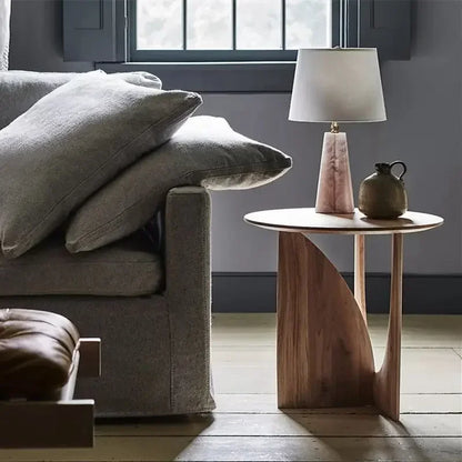 DecorBites™ Circular Walnut Wood Coffee Table for Living Room with Solid Nordic Design