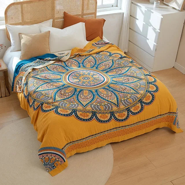 Cotton Gauze Flower Throw