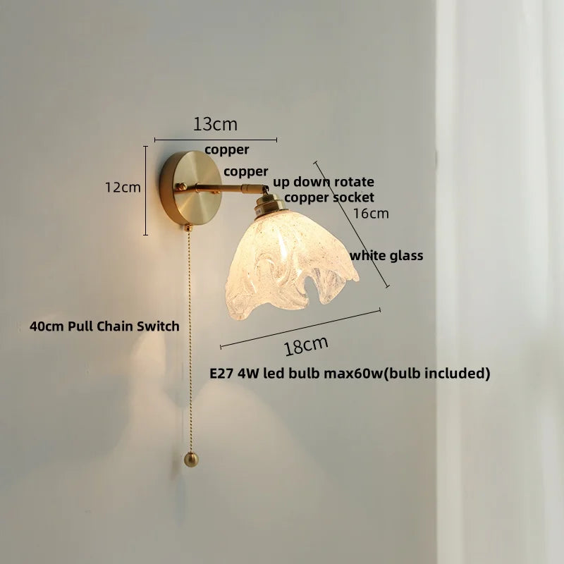DecorBites™ Japanese Style LED Wall Sconce Glass Rotate Pull Chain Switch Stair Light