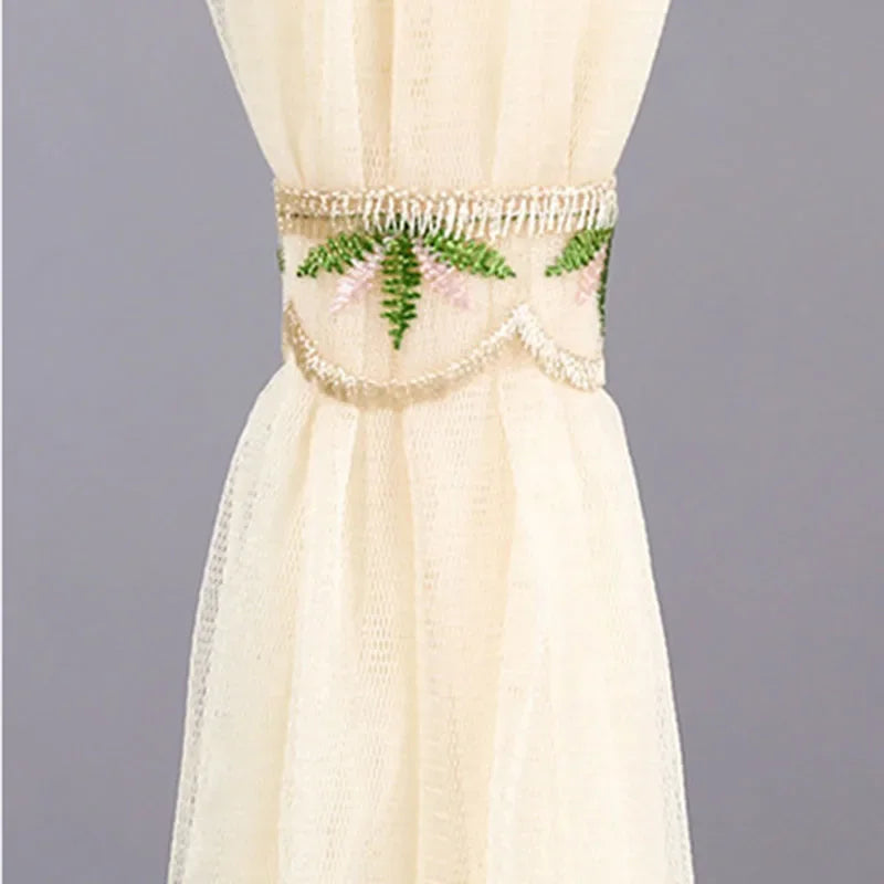 DecorBites™ Lace Embroider Anti-Mosquito Net Door Curtains - Pleated Design for Light and Air Flow