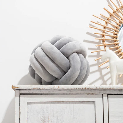 DecorBites™ Handmade Knotted Ball Round Plush Pillow for Home Decoration