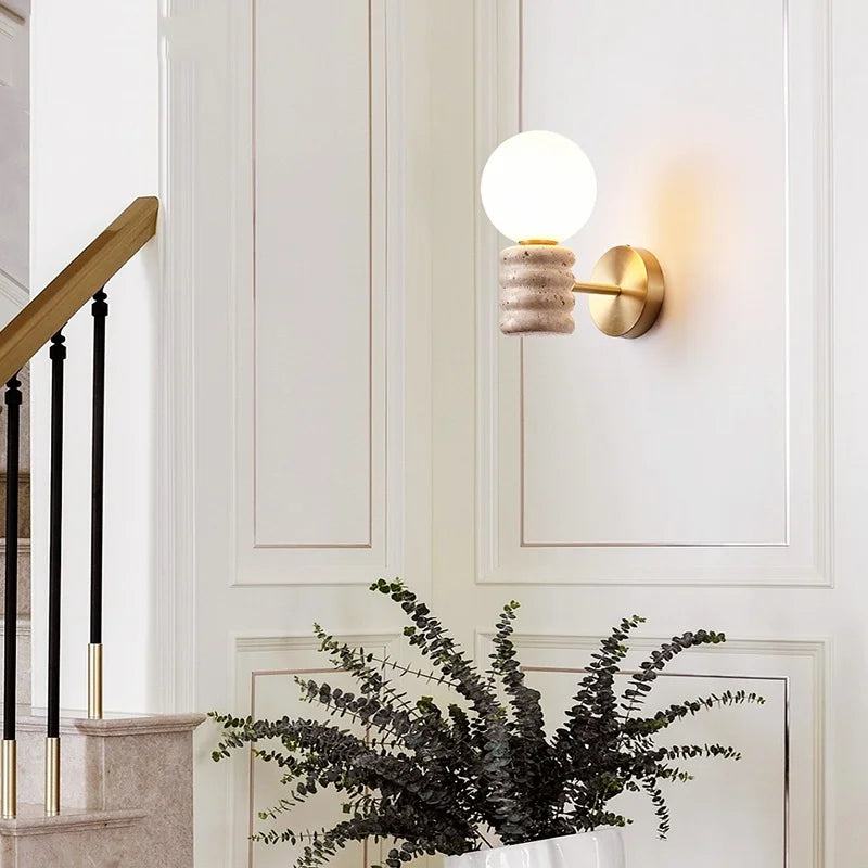 White Glass Wall Lamp Japanese Style Foyer