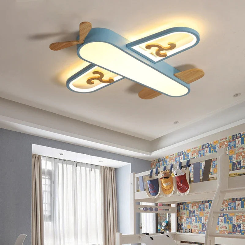 Yellow Blue Wood Ceiling Light