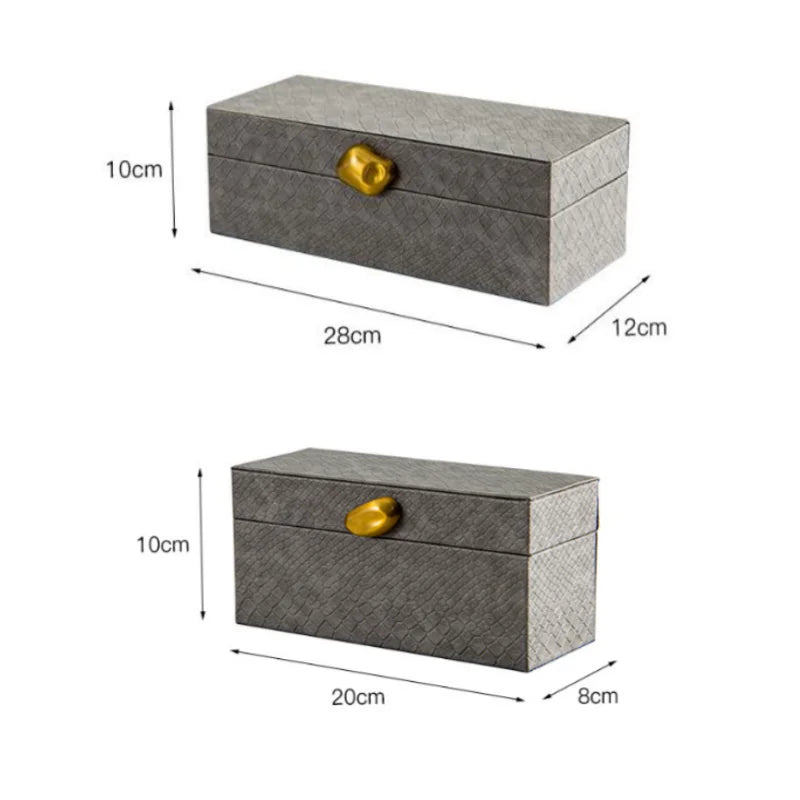 Gold Handle Leather Jewelry Box