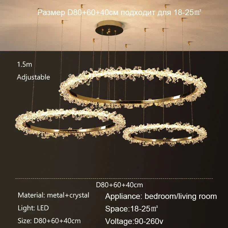 Nordic Crystal Halo Chandelier