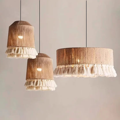 DecorBites™ Hemp Rope E27 LED Pendant Lights Chandelier Lighting - Nordic Minimalism