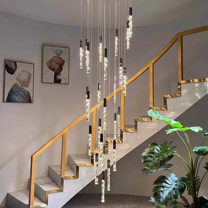 DecorBites™ Crystal LED Chandelier: Stylish Staircase & Living Room Lighting