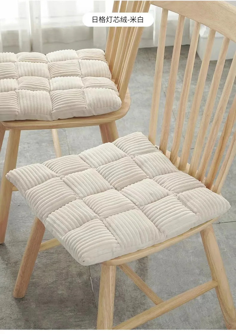 DecorBites™ Corduroy Cushion: Plaid Thickened Office Chair, Dining Chair, Sofa Floor Cushion