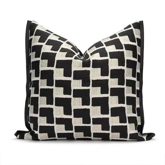 DecorBites™ Geometric Texture Black Gold Cushion Cover for Elegant Living Room Decor