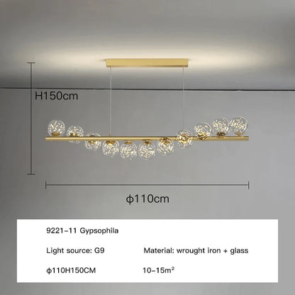 DecorBites™ Glass Ball G9 LED Ceiling Chandelier for Living Dining Kitchen Decor
