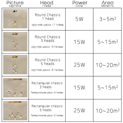 DecorBites™ K9 Crystal Dining Chandeliers: Gold Wire Hanging Ceiling Lights for Bedroom, Balcony, Bar Room