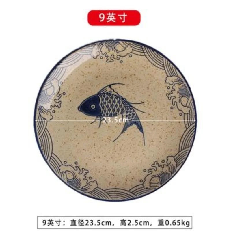 Fish Print Ceramic Plates