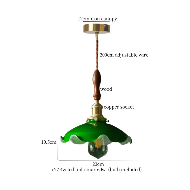 Glass LED Pendant Lamp 3-Head Canopy Cafe Style