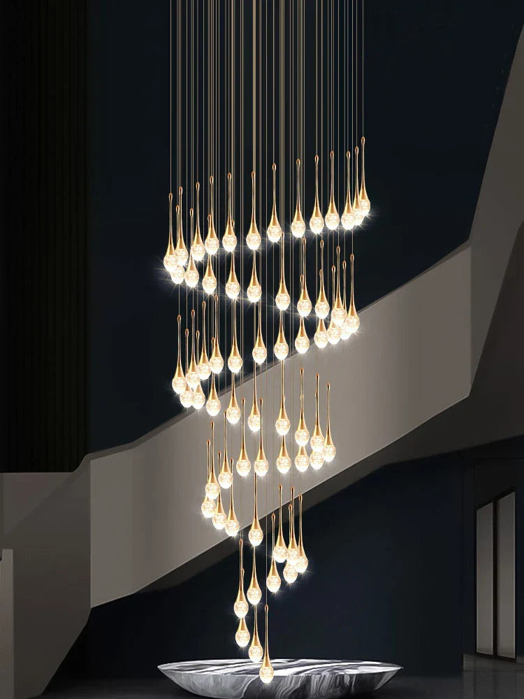 DecorBites™ Crystal LED Chandeliers: Elegant Staircase Hanging Lights for Luxe Living Spaces
