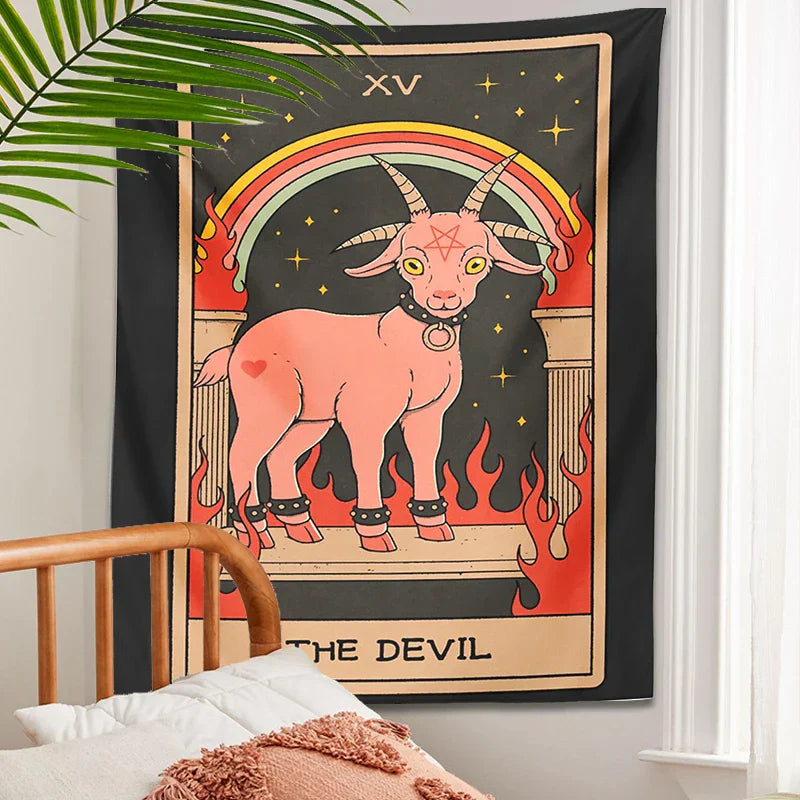 DecorBites™ Devil Tarot Goat Wall Hanging Tapestry - Home Decor Hippie Dorm Room