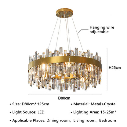 DecorBites™ Crystal LED Pendant Light Chandelier for Living Dining Bedroom Luxe Decor