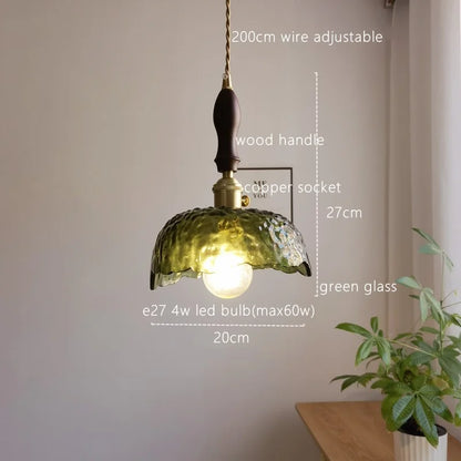 DecorBites™ Japanese Style Green Glass LED Pendant Chandelier for Home Decor