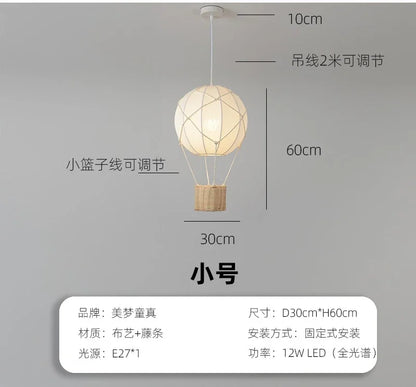 DecorBites™ Hot Air Balloon Chandeliers - Handmade Rattan Fabric Kids Room Lamps