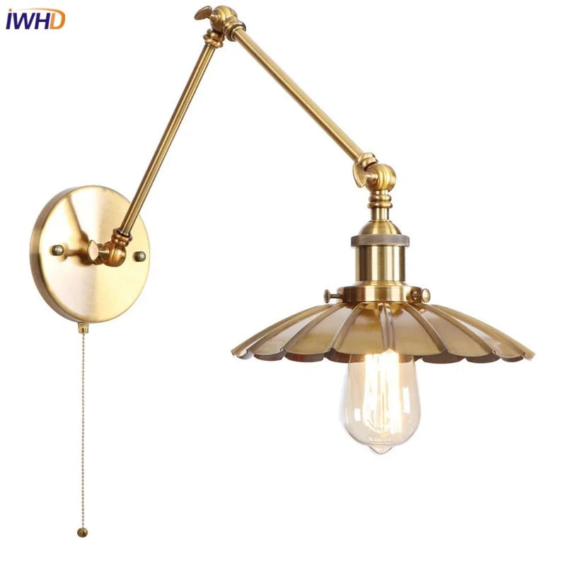 Gold Pull Chain Wall Lamp