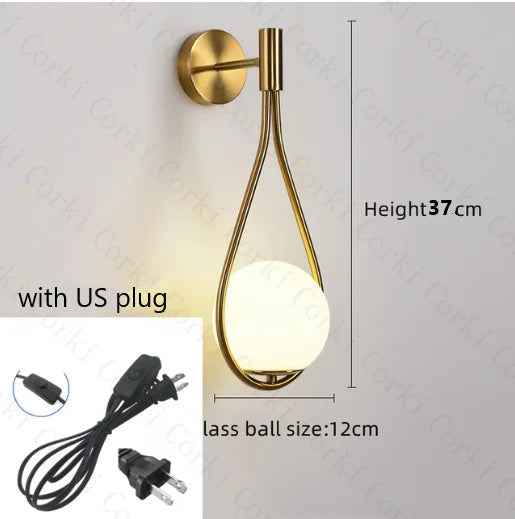 DecorBites™ Glass Ball LED Wall lamp Nordic Modern Minimalist Bedroom Lighting Fixtures