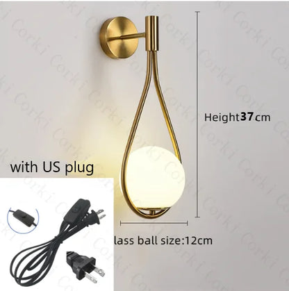 DecorBites™ Glass Ball LED Wall lamp Nordic Modern Minimalist Bedroom Lighting Fixtures