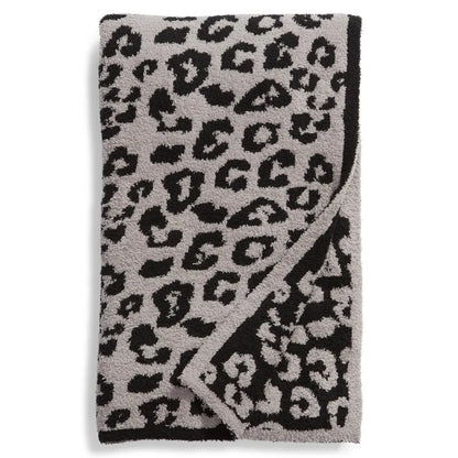 DecorBites™ Leopard Print Knitted Fleece Blanket: Super Soft & Lightweight for Sofa Nap