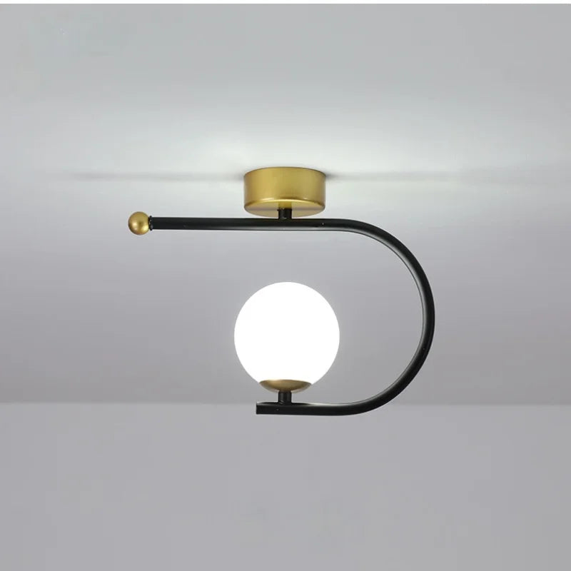 Gold Glass Iron Ceiling Light For Living Space