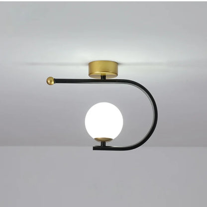 Gold Glass Iron Ceiling Light For Living Space