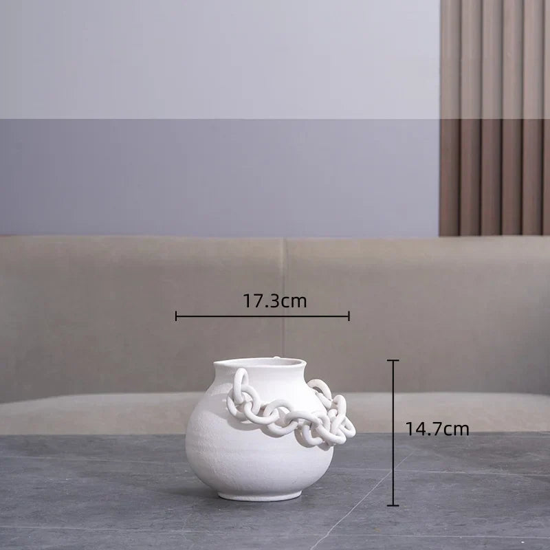DecorBites™ Geometric Chain Porcelain Vase - Stylish Room Decor & Flower Vase