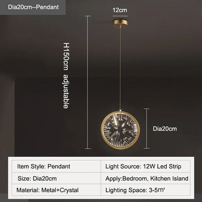 DecorBites™ Crystal Pendant Chandelier for Dining Room, Kitchen, Restaurant, Bar - Modern LED Luxury Lighting