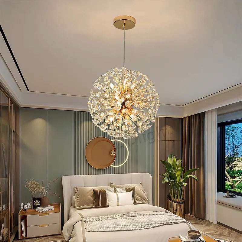 Gold Crystal LED Hanging Lamp