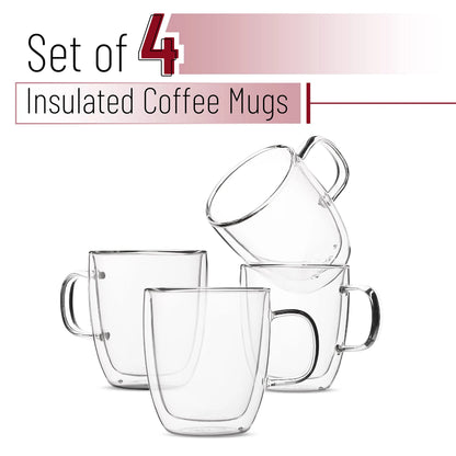 DecorBites™ Double Wall Glass Coffee Cup 250/350ml Heat Resistant Latte Milk Lemon Juice