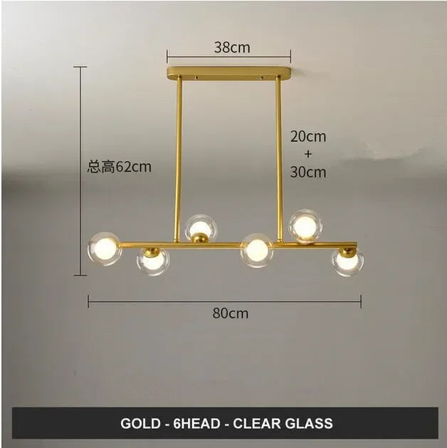 DecorBites™ Glass Balls Chandelier: Stylish Suspension Lighting for Dining Room, Kitchen, and Office