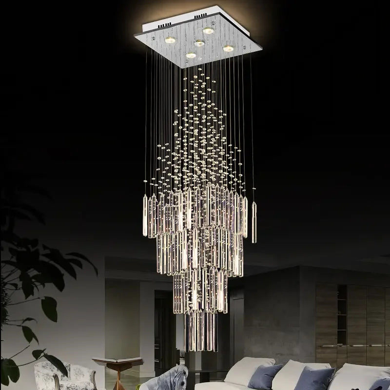 DecorBites™ Crystal Ceiling Chandelier: Modern Elegant Living Room & Staircase Light Fixture