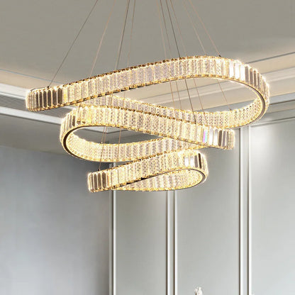 DecorBites™ Crystal LED Pendant Chandelier - Modern Irregular Steel Foyer Lighting