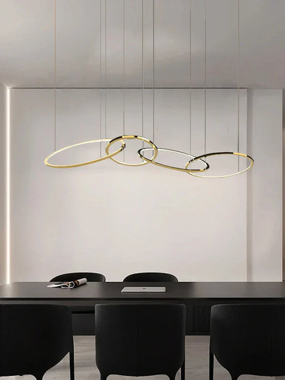 DecorBites™ Gold Round Ceiling Chandelier - Elegant Dining Room Hanging Lamp