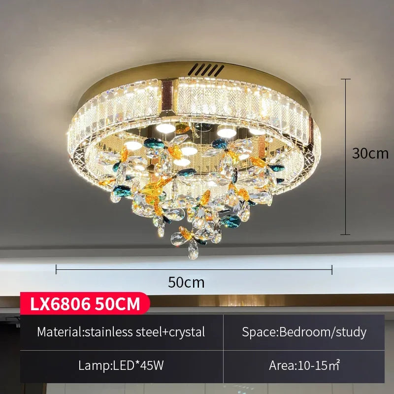 DecorBites™ Crystal Flower LED Ceiling Lamps: Modern Home Decor, Colorful Round Lights