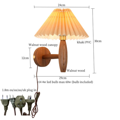 DecorBites™ Cream PVC LED Wall Lamps Japanese Walnut Wood Applique Murale