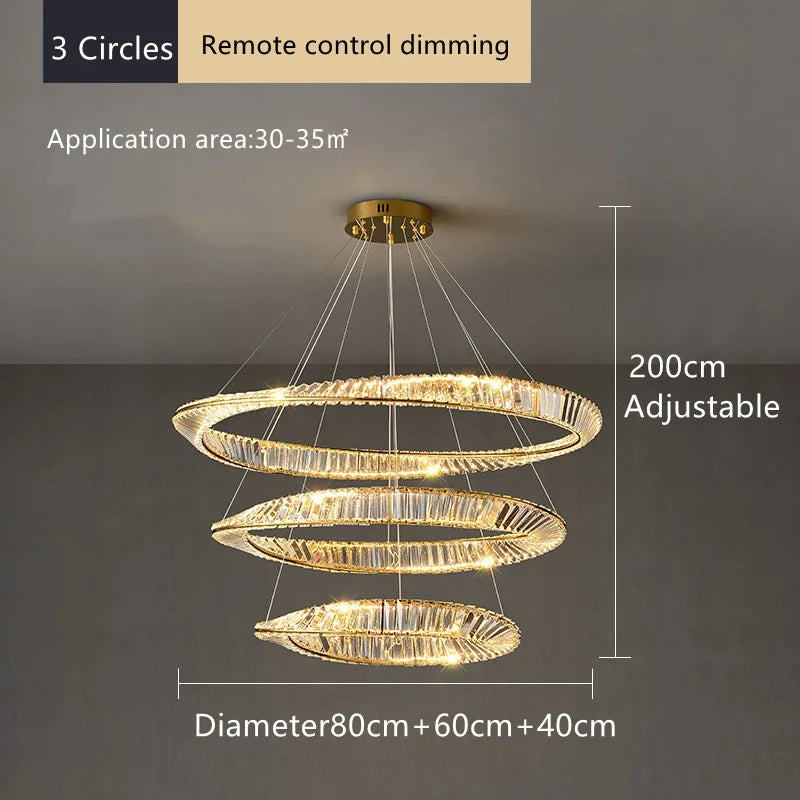 DecorBites™ Crystal LED Chandelier for Home Dining Room Kitchen Gold Lustres