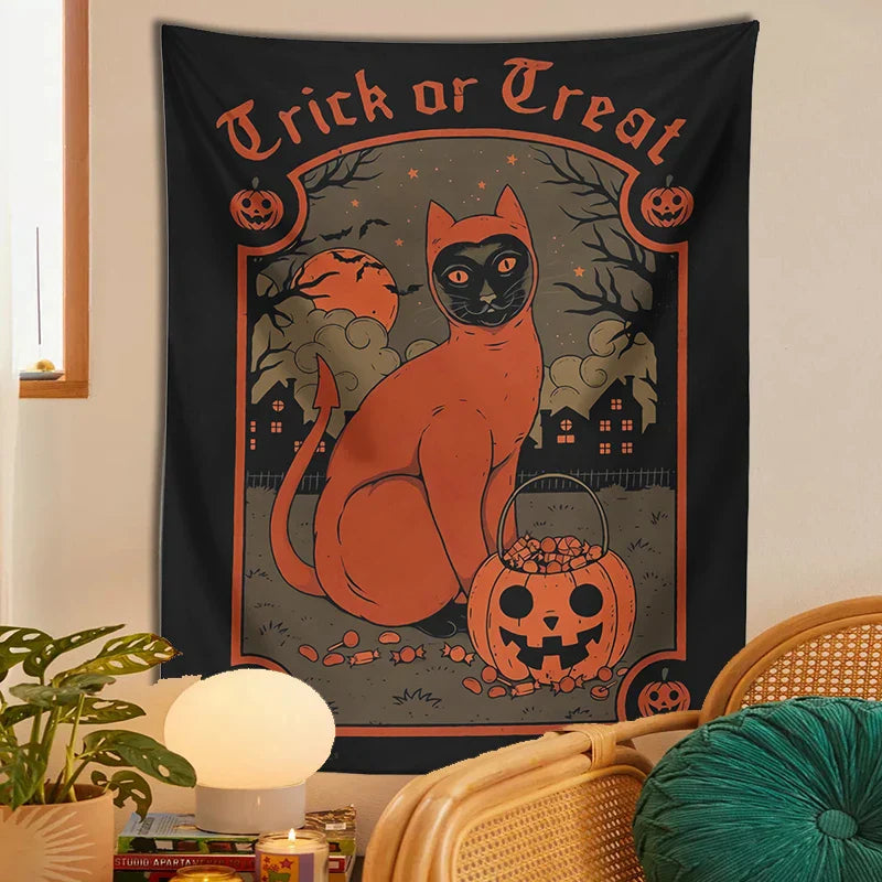 Halloween Cat Wall Tapestry