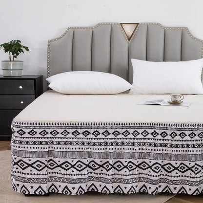 DecorBites™ Elastic Band Diamond Lattice Ruffled Bed Skirt for Queen Size Mattress
