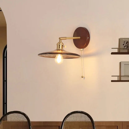 DecorBites™ Copper Glass LED Wall Sconce Pull Chain Switch Stair Light