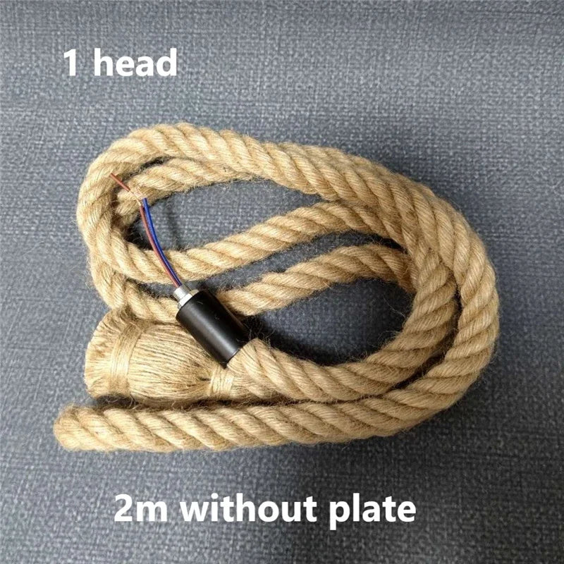 DecorBites™ Hemp Rope Pendant Lights Retro Loft Industrial Hanging Lamp for Living Room Home Decor