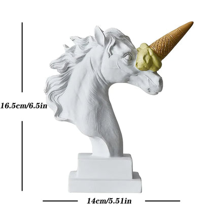 DecorBites™ Ice Cream Horse Head Resin Sculpture Figurine for Home Office Decor & Gifts