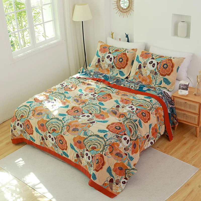 DecorBites™ Cotton Gauze Towel Blanket - Double Sided Yarn-Dyed Jacquard for Adult and Children