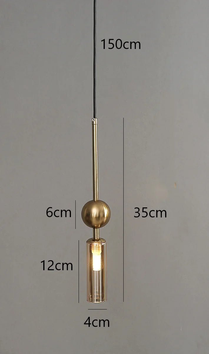 Nordic Gold and Black Glass Pendant Light