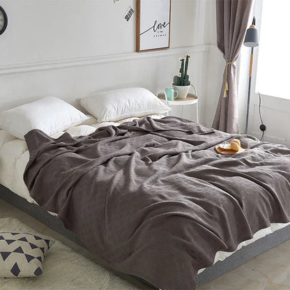 DecorBites™ Cotton Waffle Towel Quilt Single Blanket for Office & Picnics